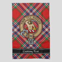 Clan MacFarlane Crest over Red Tartan Kitchen Towel