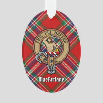 Clan MacFarlane Crest over Red Tartan Ornament