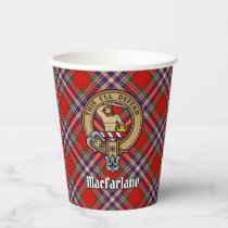 Clan MacFarlane Crest over Red Tartan Paper Cups