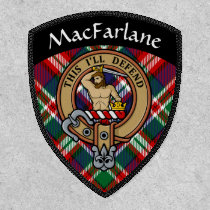 Clan MacFarlane Crest over Red Tartan Patch