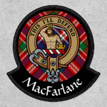 Clan MacFarlane Crest over Red Tartan Patch