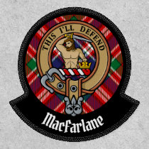 Clan MacFarlane Crest over Red Tartan Patch