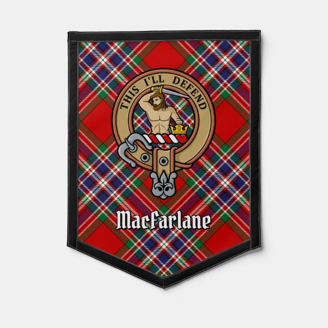 Clan MacFarlane Crest over Red Tartan Pennant (Front)