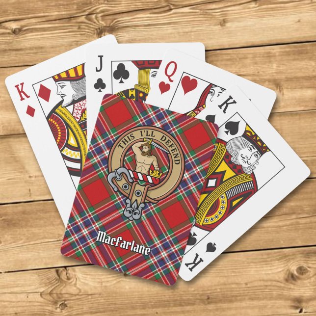 Clan MacFarlane Crest over Red Tartan Poker Cards (Creator Uploaded)