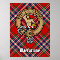 Clan MacFarlane Crest over Red Tartan Poster