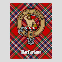 Clan MacFarlane Crest over Red Tartan Poster