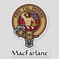 Clan MacFarlane Crest over Red Tartan Sticker