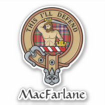 Clan MacFarlane Crest over Red Tartan Sticker
