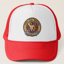 Clan MacFarlane Crest over Red Tartan Trucker Hat