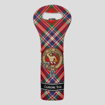 Clan MacFarlane Crest over Red Tartan Wine Bag