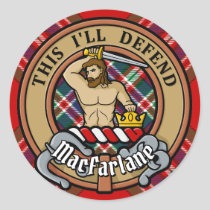 Clan MacFarlane Crest over Tartan Classic Round Sticker