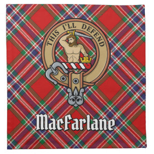 Clan MacFarlane Crest over Tartan Cloth Napkin
