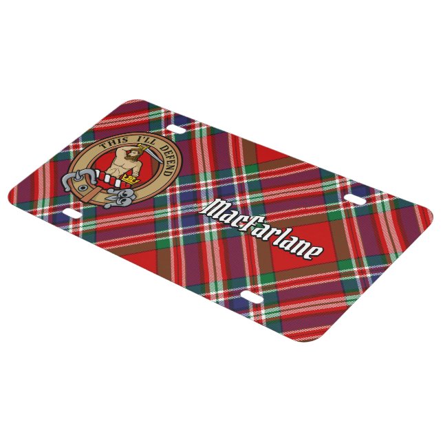 Clan MacFarlane Crest over Tartan License Plate (Side)