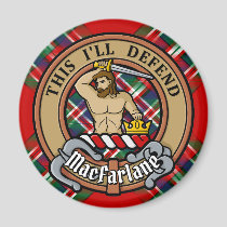 Clan MacFarlane Crest over Tartan Magnet