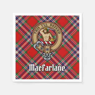 Clan MacFarlane Crest over Tartan Napkins