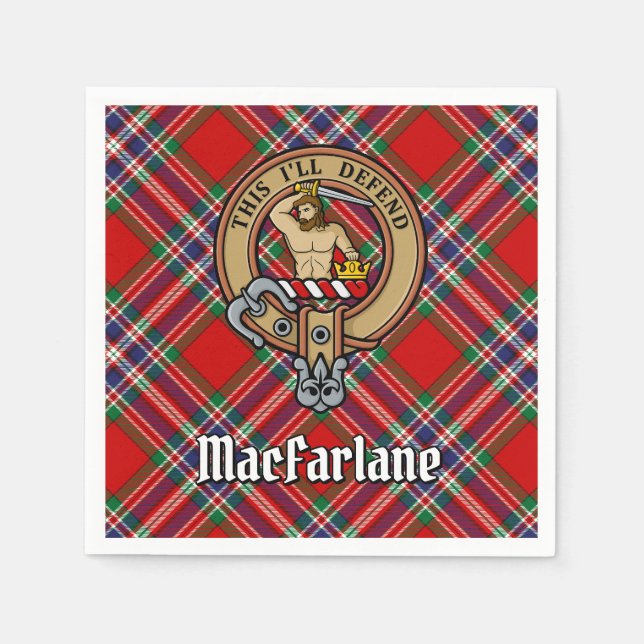 Clan MacFarlane Crest over Tartan Napkins (Front)