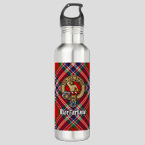 Clan MacFarlane Crest over Tartan Stainless Steel Water Bottle