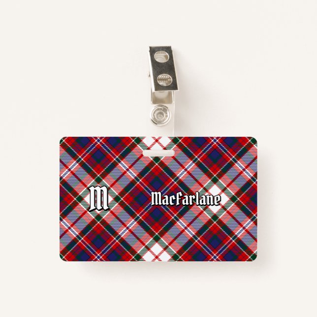 Clan MacFarlane Dress Tartan Badge (Front with Clip)