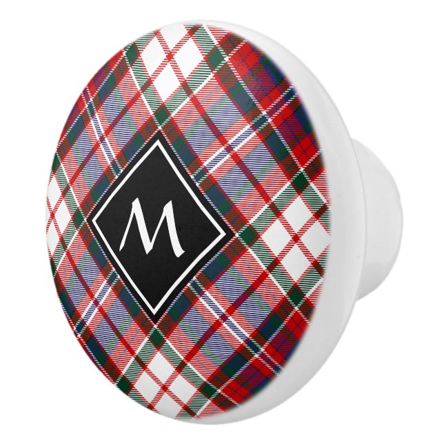 Clan MacFarlane Dress Tartan Ceramic Knob (Right)