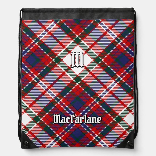 Clan MacFarlane Dress Tartan Drawstring Bag (Front)