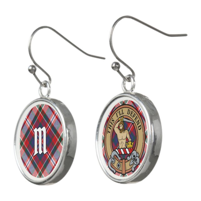 Clan MacFarlane Dress Tartan Earrings (Angled)