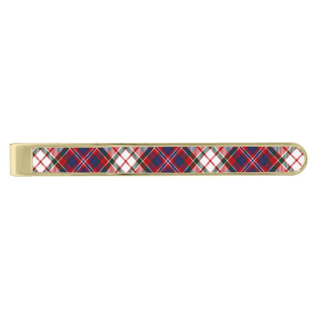 Clan MacFarlane Dress Tartan Gold Finish Tie Bar (Front)