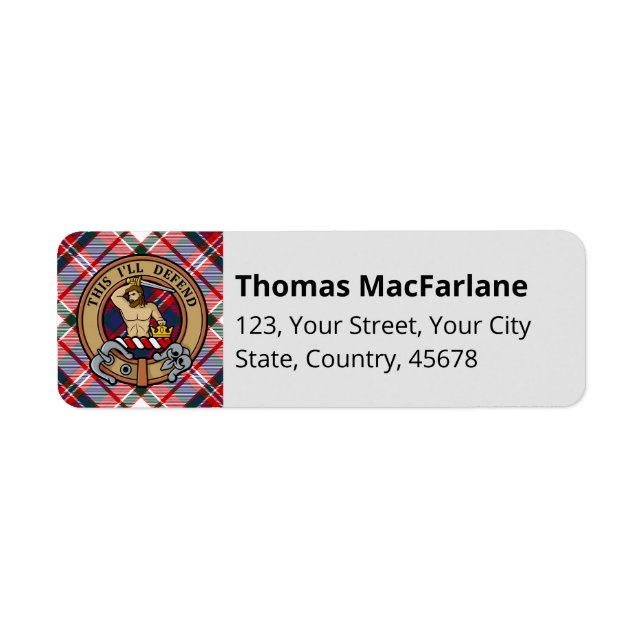 Clan MacFarlane Dress Tartan Label (Front)