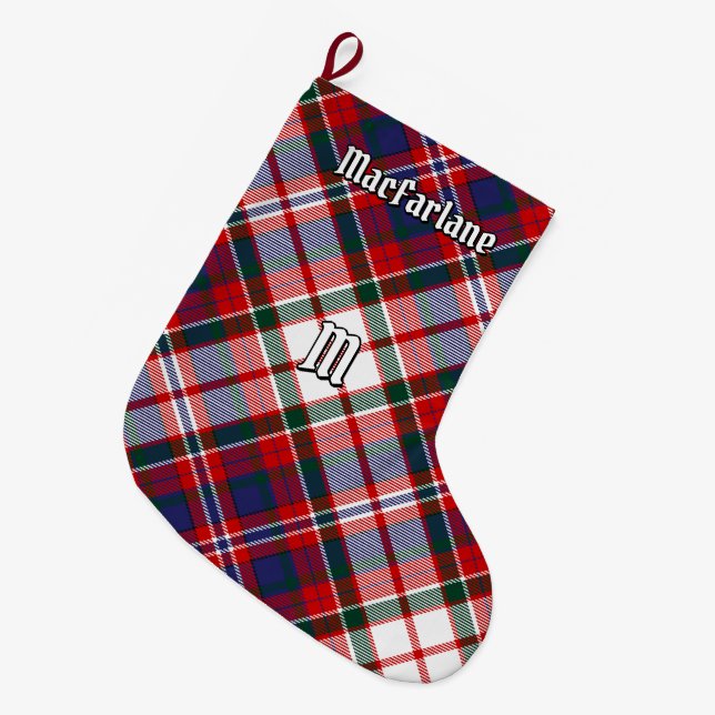 Clan MacFarlane Dress Tartan Large Christmas Stocking (Front (Hanging))