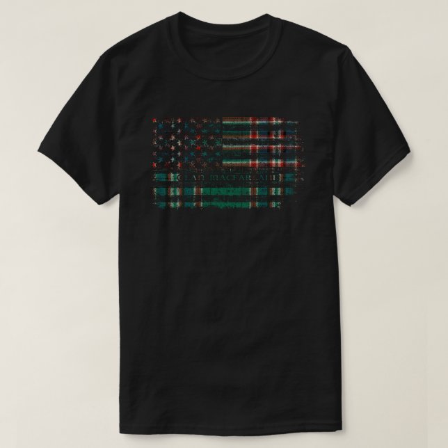 Clan MacFarlane Hunting Scottish tartan US flag ki T-Shirt (Design Front)