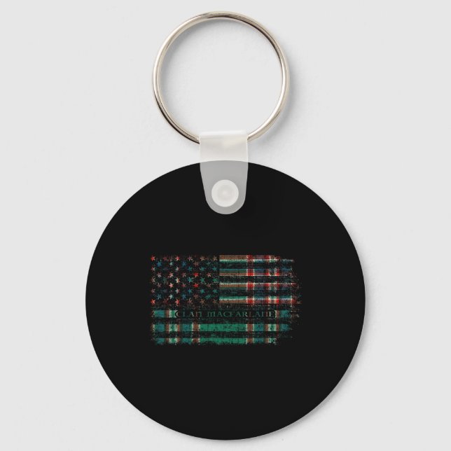 Clan Macfarlane Hunting Scottish Tartan Us Flag Sc Keychain (Front)