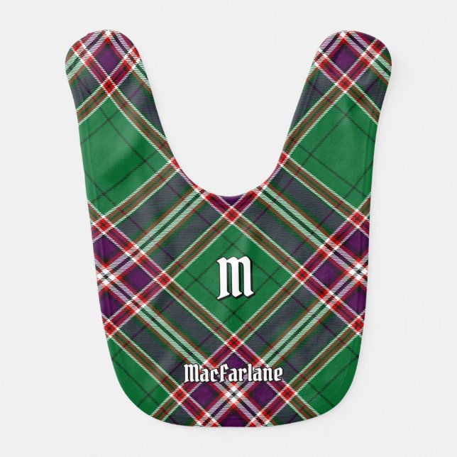 Clan MacFarlane Modern Hunting Tartan Baby Bib (Front)