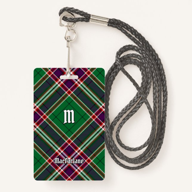 Clan MacFarlane Modern Hunting Tartan Badge (Front with Lanyard)