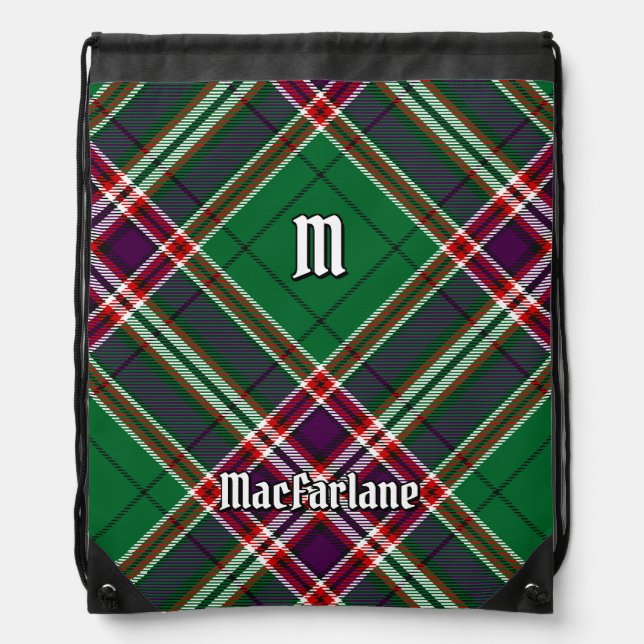 Clan MacFarlane Modern Hunting Tartan Drawstring Bag (Front)
