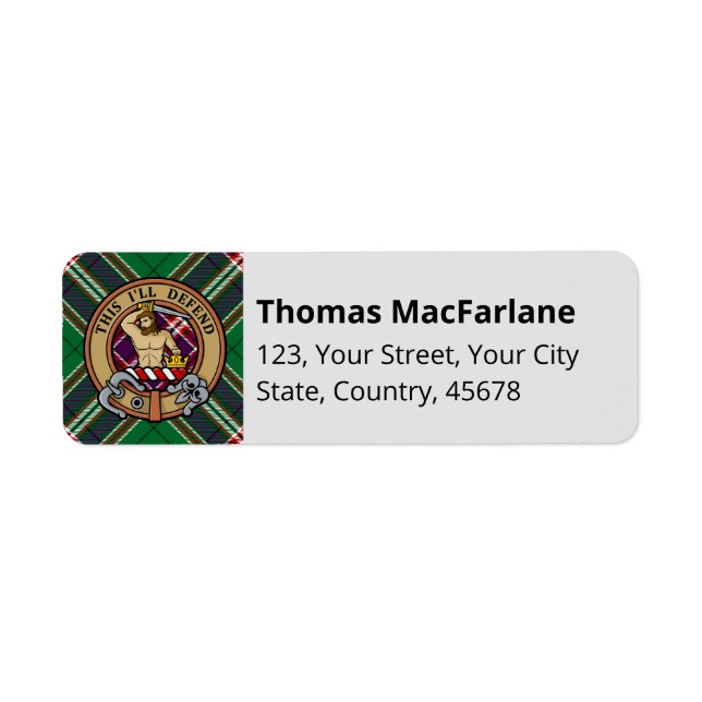 Clan MacFarlane Modern Hunting Tartan Label (Front)
