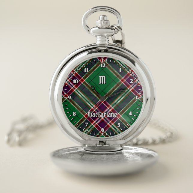 Clan MacFarlane Modern Hunting Tartan Pocket Watch (Inside)
