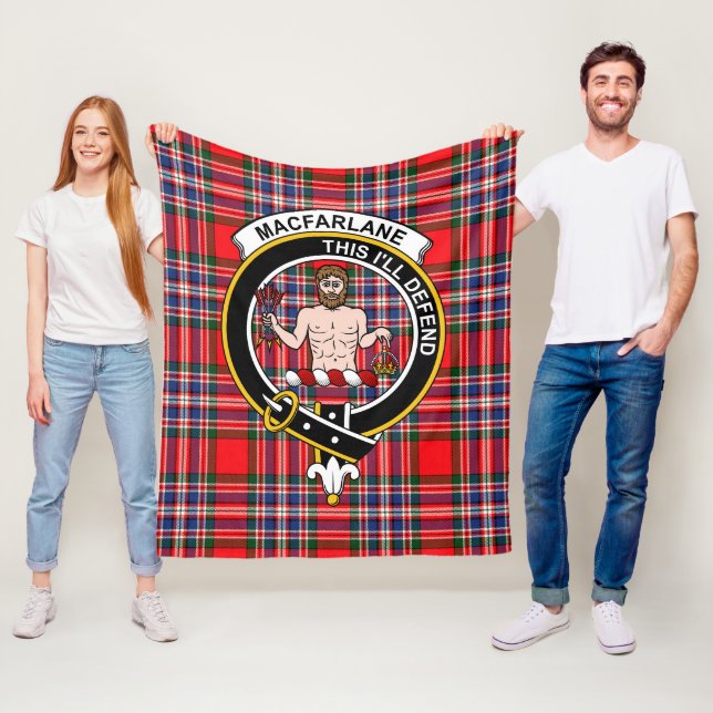 Clan MacFarlane Modern Tartan Plaid Fleece Blanket (In Situ)