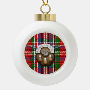 Clan MacFarlane Red Tartan And Sporran Ceramic Ball Christmas Ornament