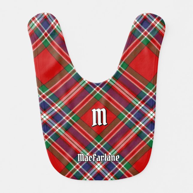 Clan MacFarlane Red Tartan Baby Bib (Front)