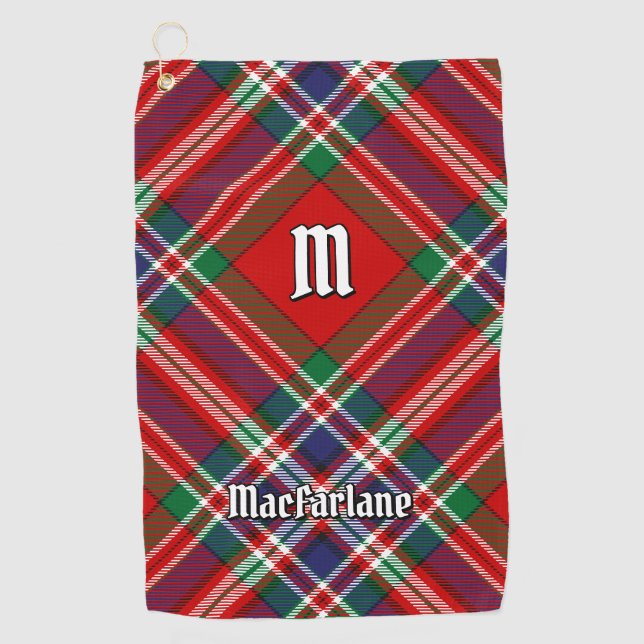 Clan MacFarlane Red Tartan Golf Towel (Front)