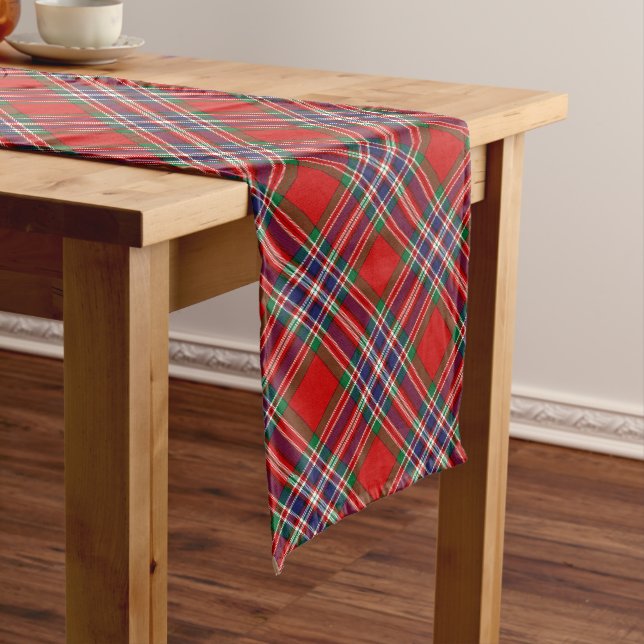 Clan MacFarlane Red Tartan Long Table Runner (In Situ)