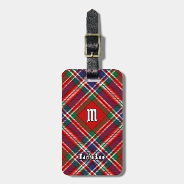 Clan MacFarlane Red Tartan Luggage Tag (Front Vertical)