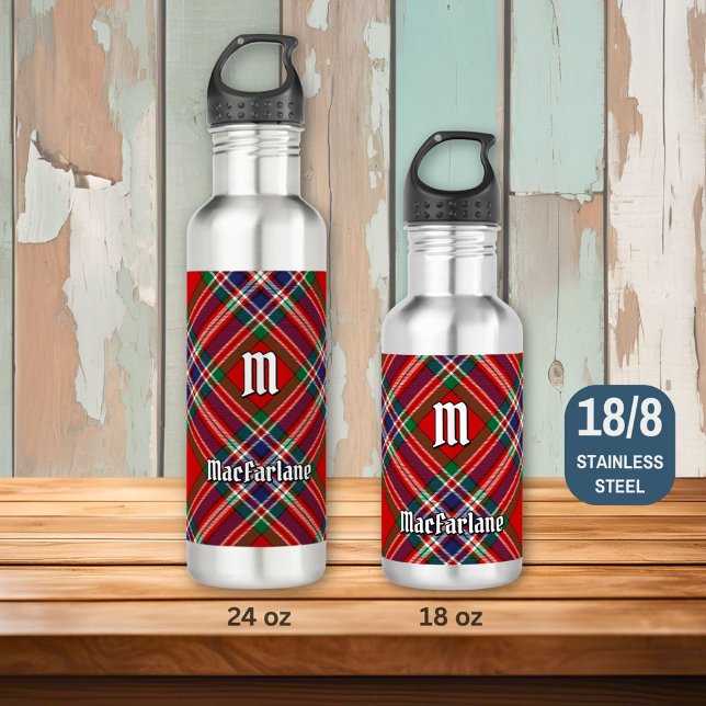Clan MacFarlane Red Tartan Stainless Steel Water Bottle (Creator Uploaded)