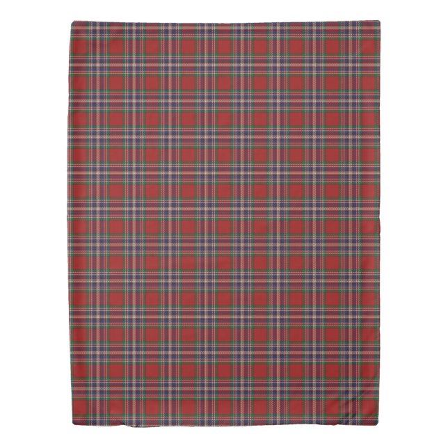 Clan MacFarlane Scottish Accents Red Blue Tartan Duvet Cover (Front)