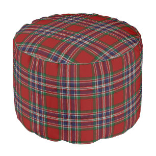 Clan MacFarlane Scottish Style Red Blue Tartan Pouf