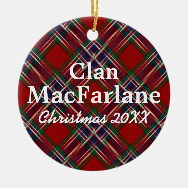 Clan MacFarlane Scottish Tartan Ceramic Ornament (Front)