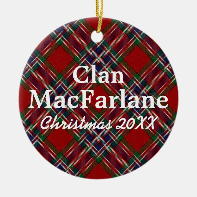 MacFie Tartan Crest Christmas Ceramic Ornament