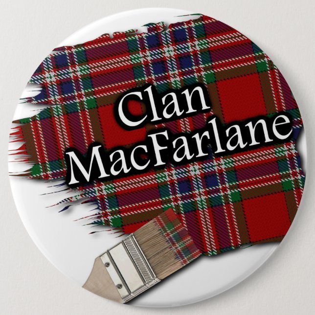 Clan MacFarlane Tartan Paint Brush Button (Front)