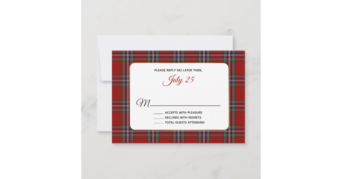 Clan MacFarlane Tartan Plaid Wedding RSVP Card | Zazzle