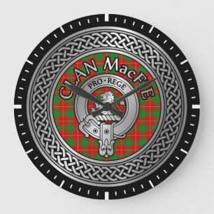 Clan MacFie Crest & Tartan Knot Large Clock