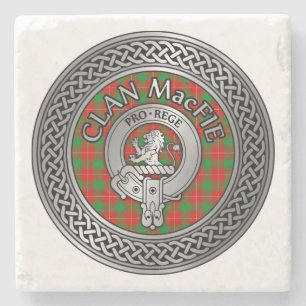 Clan MacFie Crest & Tartan Knot Stone Coaster